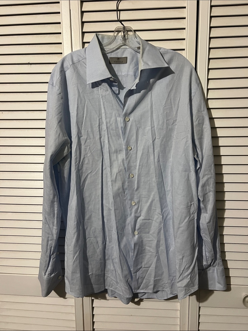 Canali Light Blue Micro-Pattern Men's Dress Shirt